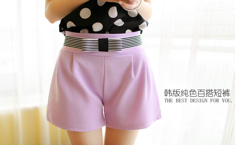 <em>2014新款女短裤夏</em>韩版大码女高腰短裤糖果色