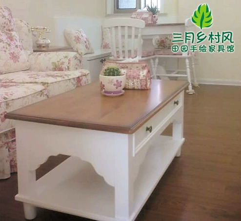 Đồ nội thất bằng gỗ rắn phong cách nông thôn nông thôn / phòng khách bàn cà phê hai lớp / tủ lưu trữ / tủ lưu trữ Bàn nhỏ có thể được tùy chỉnh - Bàn trà