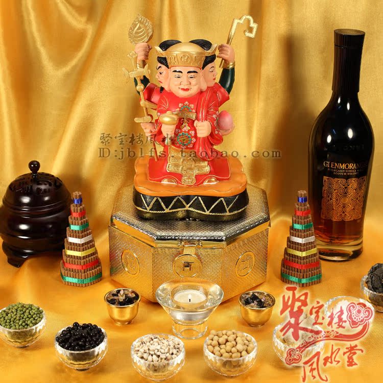日本正品 三面大黑天佛像 三面大财神 三面大黑天财神 底可装藏