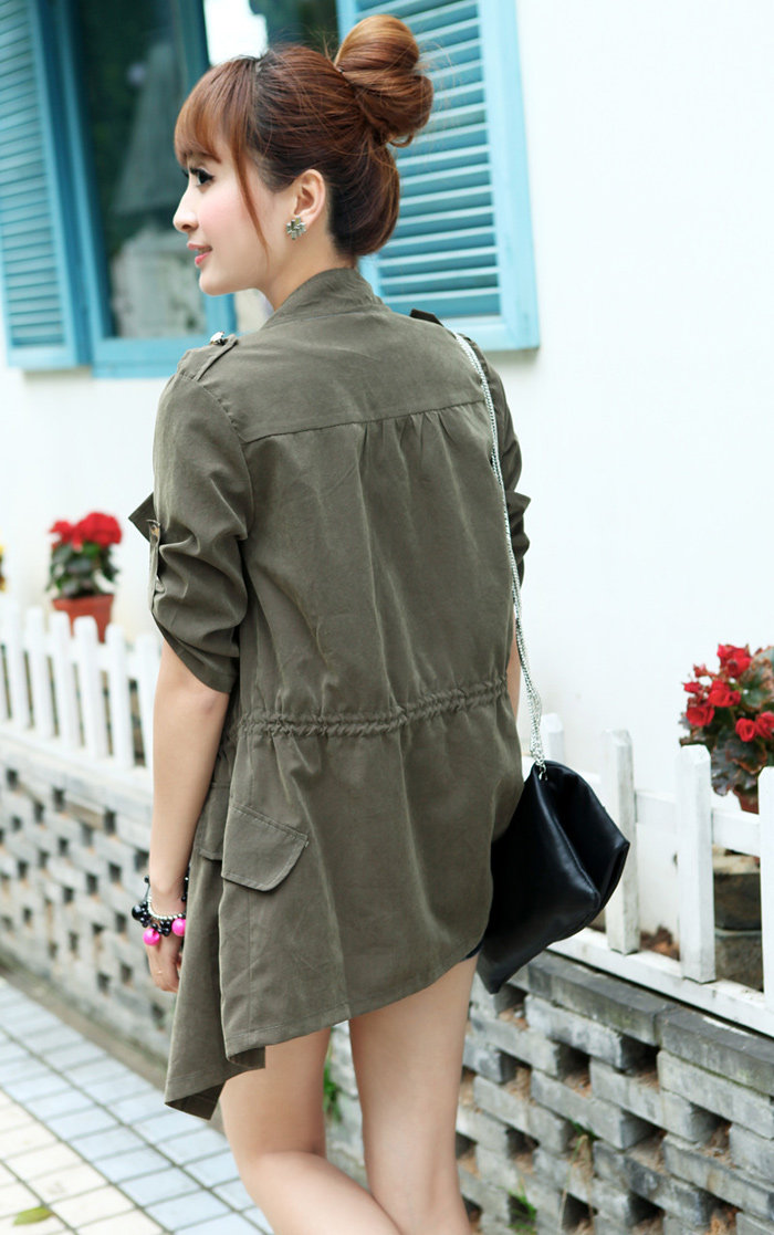 2011秋装新款女装<em>军绿色</em>工装休闲<em>牛仔外套</em>春