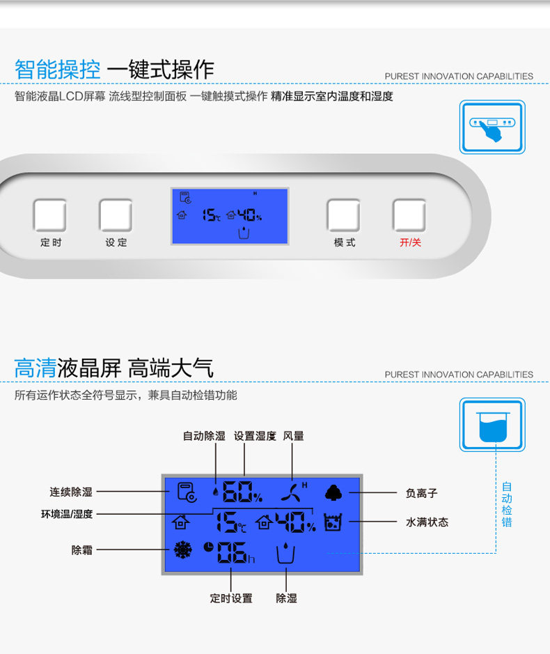 Осушитель воздуха 美国宜盾普除湿机 家用抽湿机 静音除湿器 地下室吸湿机 干衣除湿 Purest