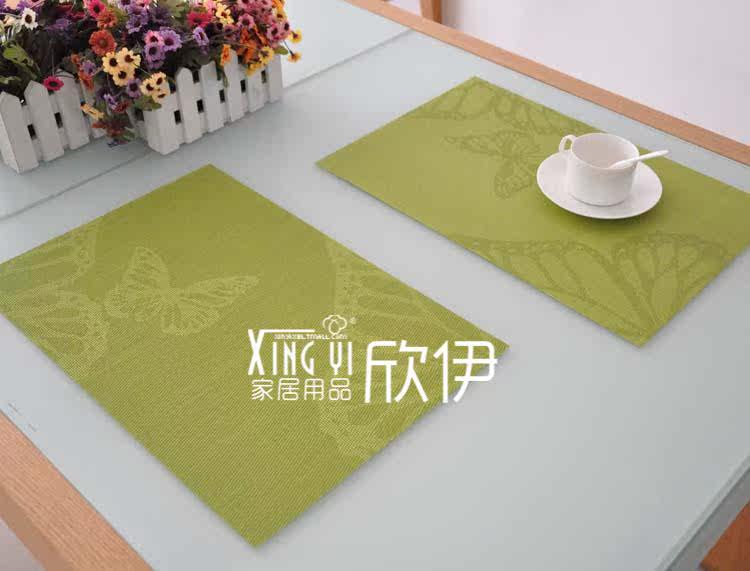 Xinyi green PVC Butterfly pattern tasteless waterproof and breathable mat | insulating mat | dining table pad | coasters
