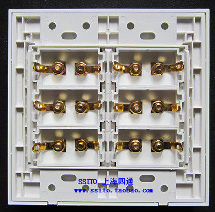 Аудио разъем 120 120面板 6位音响接线柱香蕉头音频插座 5.17.1环绕音响墙壁插 Lonasna