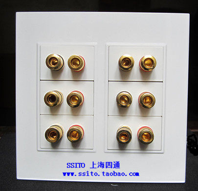 Аудио разъем 120 120面板 6位音响接线柱香蕉头音频插座 5.17.1环绕音响墙壁插 Lonasna