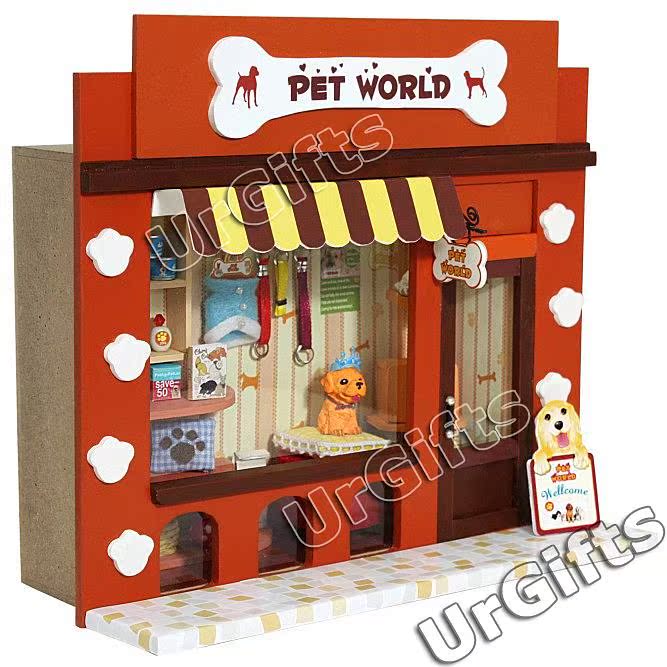 Dollhouse Miniature DIY Kit with Light Pet World Store Shop eBay
