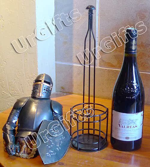 Medieval Knight Armor Vintage Art Bar Decor Wine Rack Bottle Holder C