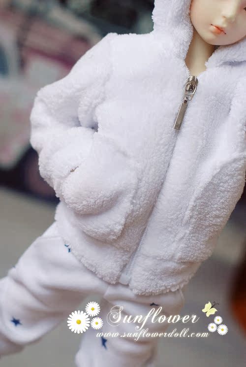 Кукла BJD «Месте» 1/3 1/4 ◇ bjd слой белой шерсти с капюшоном Пальто мило уха животных • Кукла BJD «Месте» 1/3 1/4 ◇ bjd слой белой шерсти с капюшоном Пальто мило уха животных •