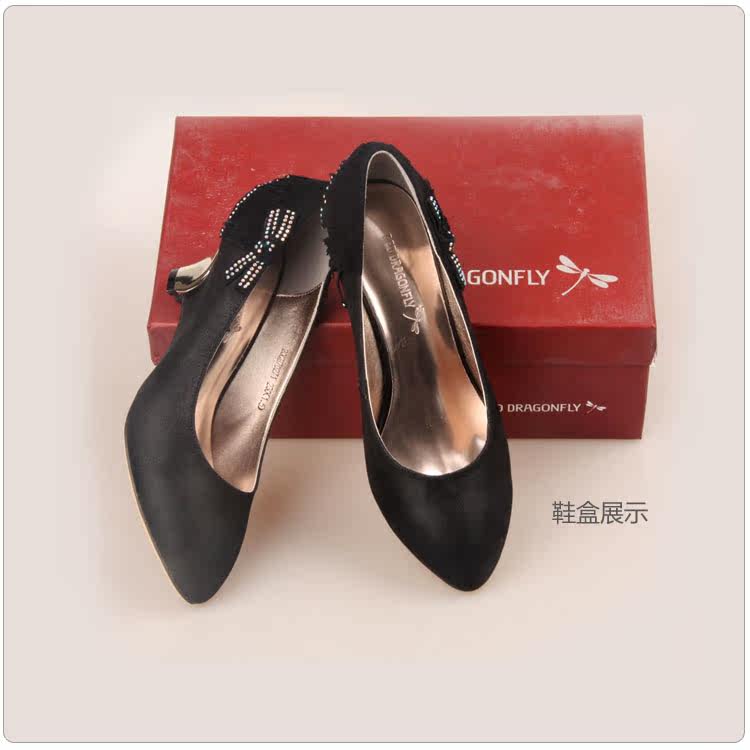 【评价】红蜻蜓 正品牛皮水钻蝴蝶结<em>女单鞋</em>女
