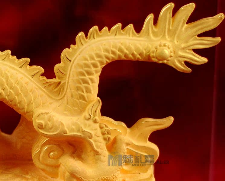 礼品工艺 其他工艺品 金属工艺品 真玉金龙绒沙金摆件 瑞龙呈祥 生肖