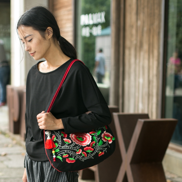 gucci刺繡狐狸包 雲南民族風刺繡包單肩斜挎手提帆佈繡花女包刺繡服飾禮品包包 gucci