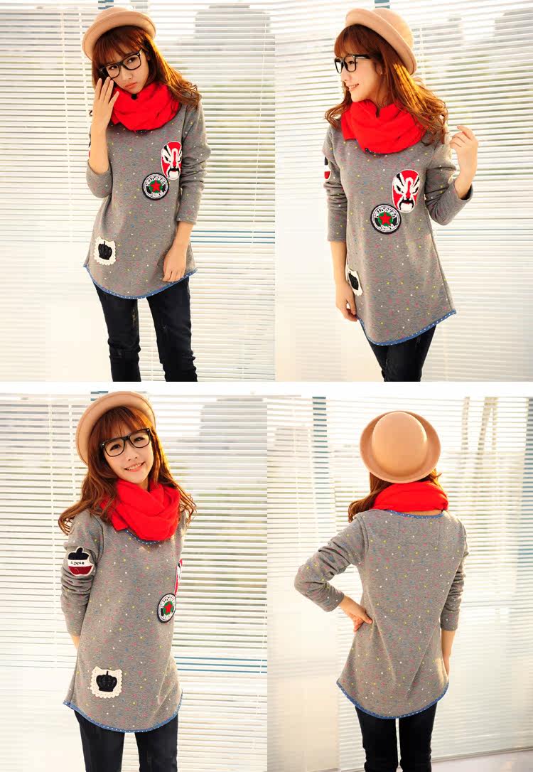 中长款t恤长袖<em>加绒打底</em>衫加厚<em>加绒</em>t恤<em>女冬装</em>T