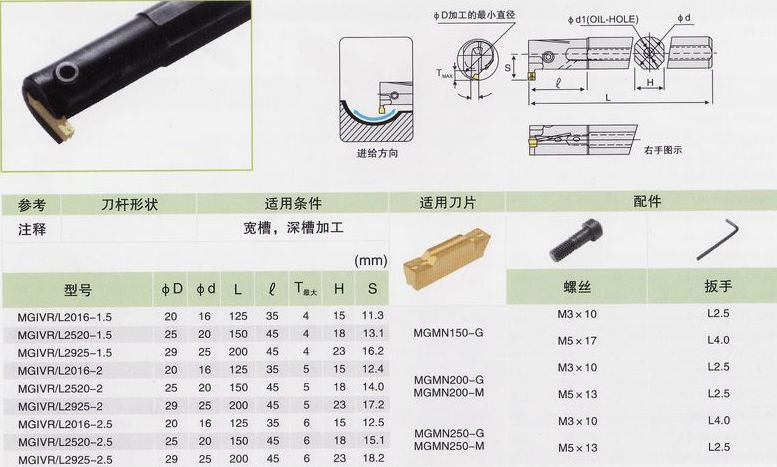 数控车刀杆/切槽刀杆/4mm内径槽刀杆mgivr3125-4