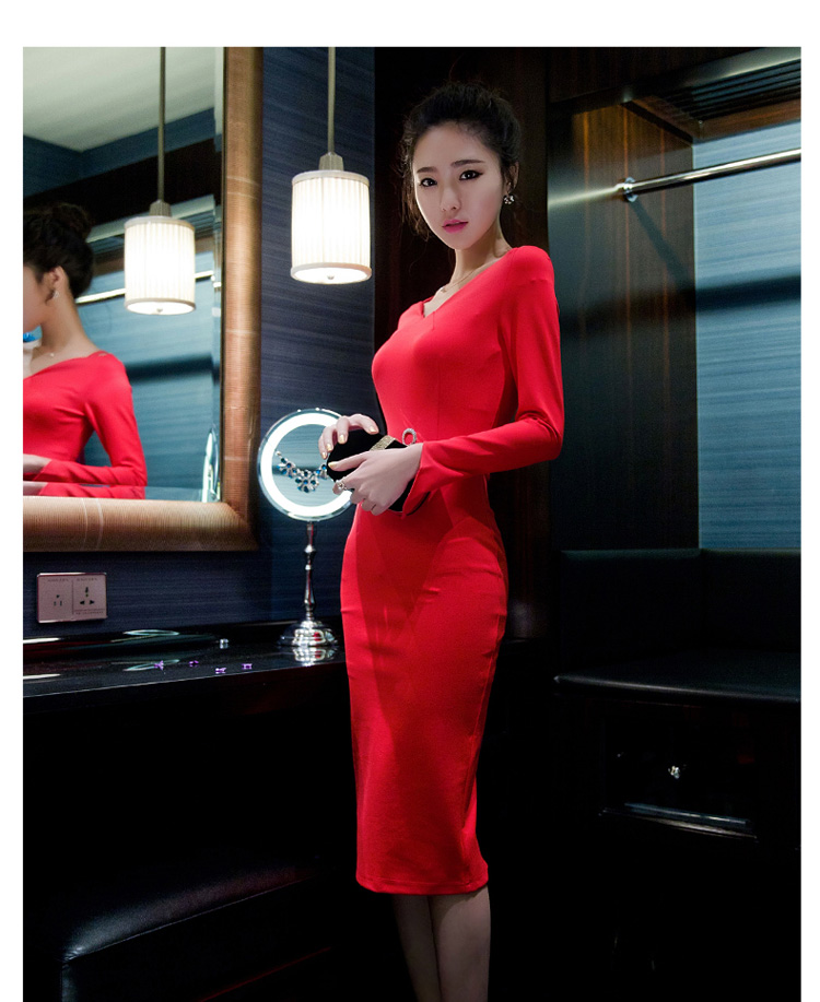 Gibez 88278#2015 Dili Korean card spring aristocratic OL Sau San graphics package and forming the thin long-sleeved gown skirt female red L picture, prices, brand platters! The elections are supplied in the national character of distribution, so action, buy now enjoy more preferential! As soon as possible.