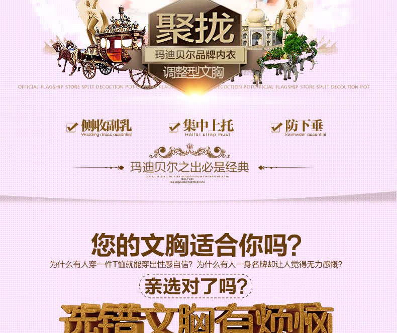 玛迪贝尔花朵刺绣聚拢调整型<em>厚薄模杯文胸</em>侧收