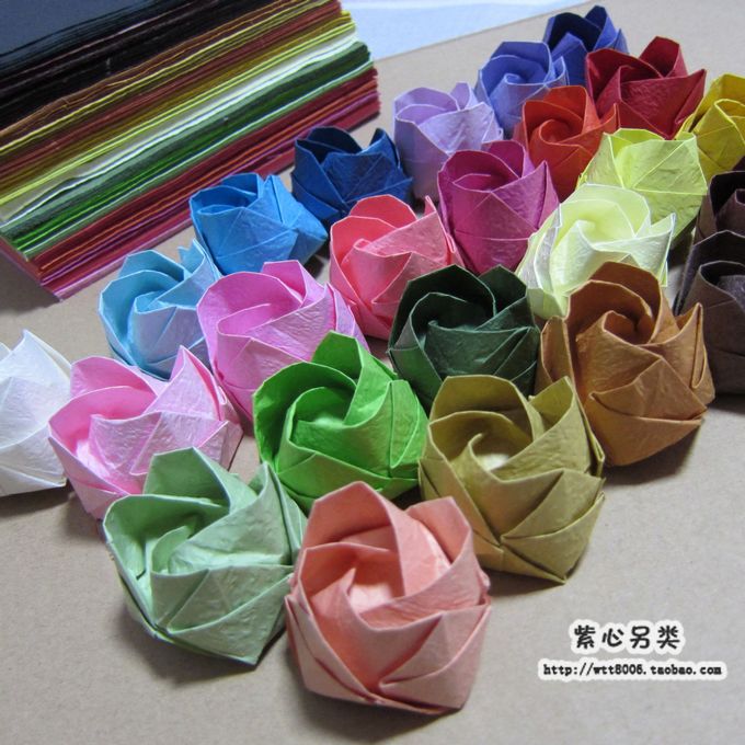 批发川崎玫瑰花手揉纸材料包diy手工折纸彩纸皱纹纸15cm
