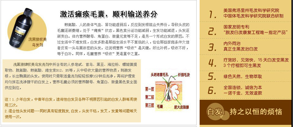 黑桃A 洗黑狼黑发组合 <em>白发变</em>黑发 <em>少</em>白头 老年