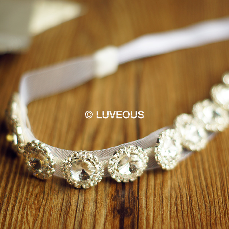 Lady Women Crystal Diamond Wedding Bridal Wide Elastic Stretch Headband