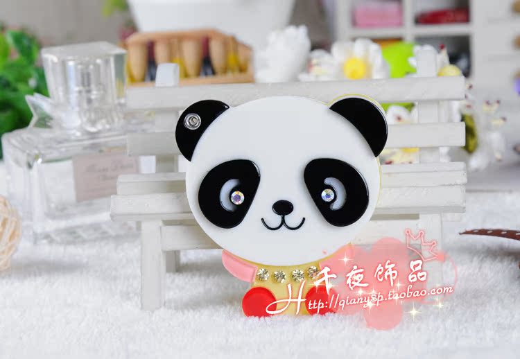 机DIY配件 韩国亚克力卡通镜子 漂亮小熊猫 批