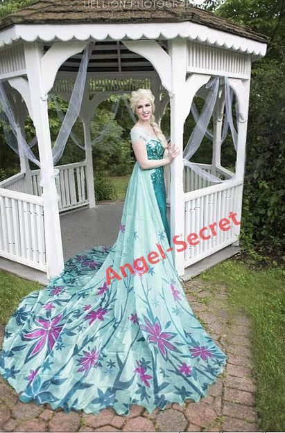 Cl18 Adult Frozen Fever Queen Elsa Cosplay Costume Dress Cloak Cape Green Women Ebay 7041