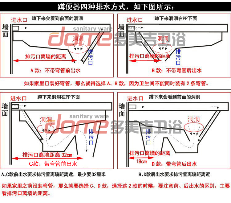 防臭 带沉水弯 蹲厕3502a一体带s弯管 多美吉陶瓷蹲便器