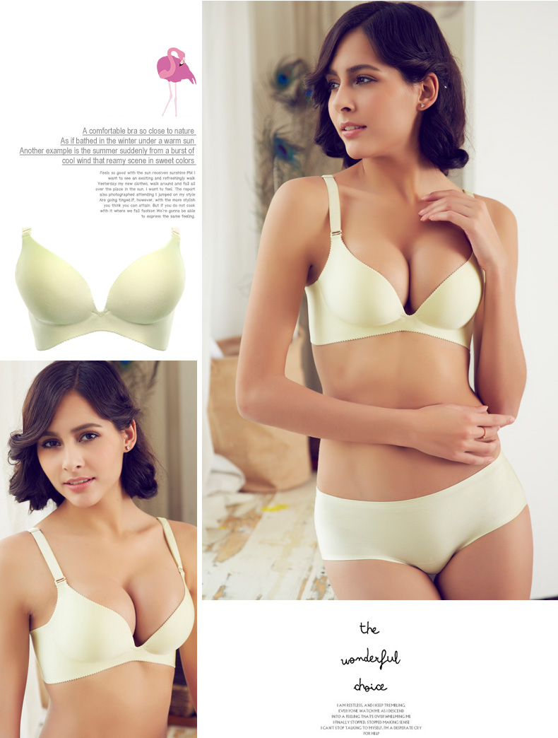 <em>水中花</em>新款 3/<em>4一</em>片式光面无钢圈 舒适内衣<em>文胸</em>