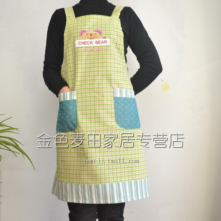 Dian Guan Classic Crown check bears senior Korean cotton thick apron sleeveless apron color optional 2-Pack games