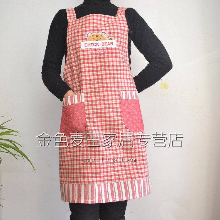 Dian Guan Classic Crown check bears senior Korean cotton thick apron sleeveless apron color optional 2-Pack games