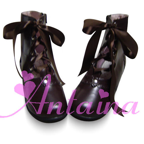 an * tai * na *   LOLITA   COS Retro elegant style silk ribbon Hollow out Single shoes 9973 Square heel waterproof