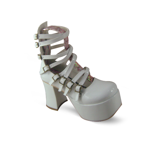 ◢ an * tai * na * ◣   LOLITA   COS   PUNK Super high heel many belt Queen shoes   9804-1   black