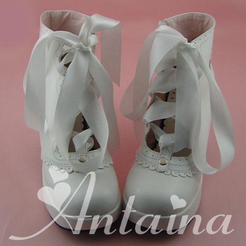 an * tai * na *   LOLITA   COS Retro elegant style silk ribbon Hollow out Single shoes 9973 Square heel waterproof