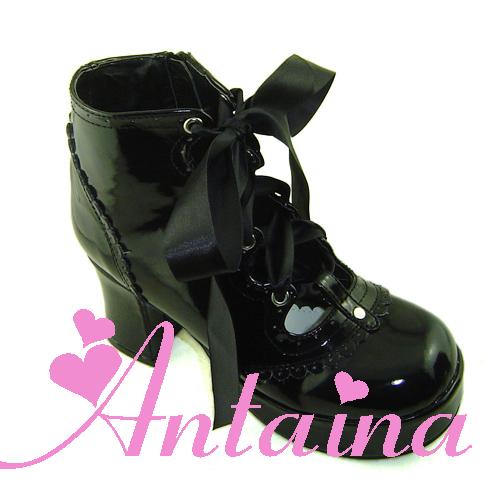 an * tai * na *   LOLITA   COS Retro elegant style silk ribbon Hollow out Single shoes 9973 Square heel waterproof