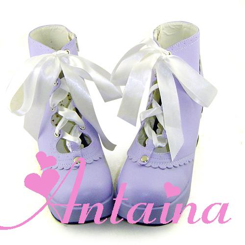 an * tai * na *   LOLITA   COS Retro elegant style silk ribbon Hollow out Single shoes 9973 Square heel waterproof