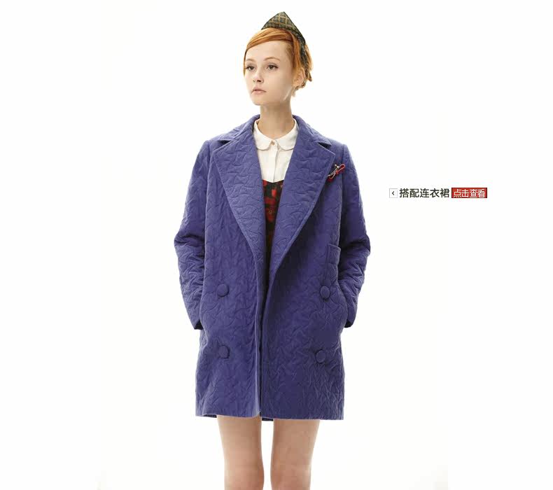 秋売/<em>秋壳</em> 原创设计 欧美风<em>双排扣</em>棉服大衣<em>外套</em>