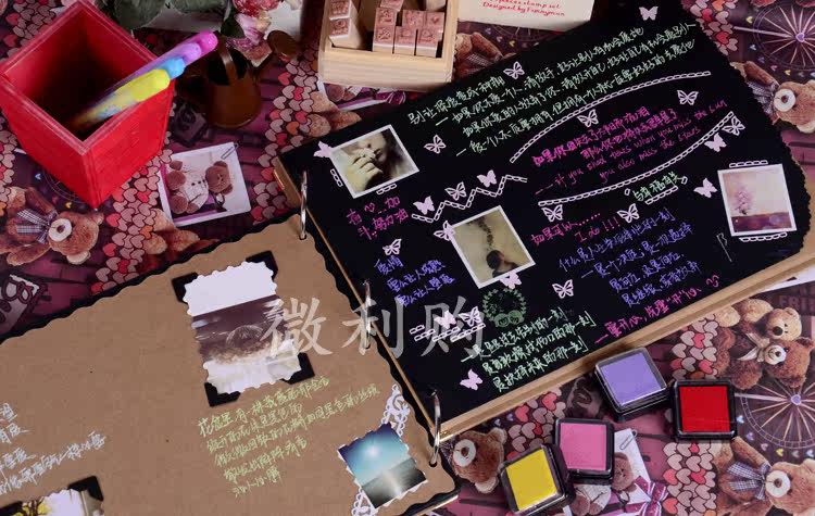 韩国DIY手工复古个性<em>相册制作</em> <em>影集</em>爱情纪念册