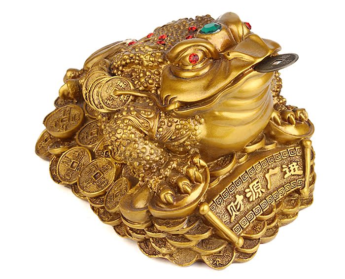 吉善缘 财源广进树脂招财金蟾摆件 富贵三足金蟾蜍风水工艺品1538