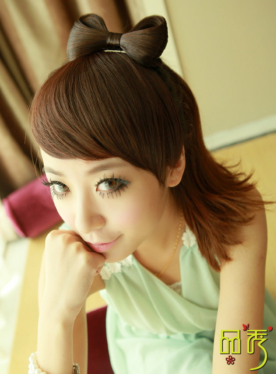 2013 New OL Temperament Sweet Duck Mouth Clip Womens Bowknot Wig 14.5 x 9.5cm