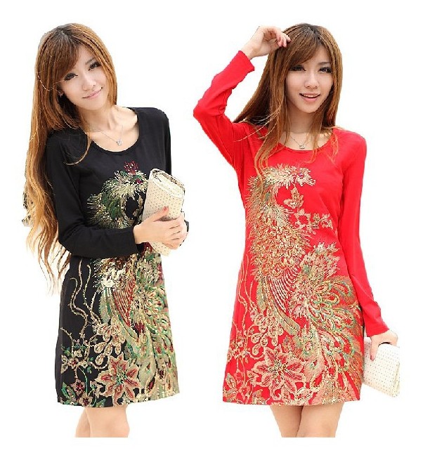 new pattern spring and autumn Women's money Big size ethnic style Dress   Embroidery Self-cultivation High shot Dress Special Offer 78 element
