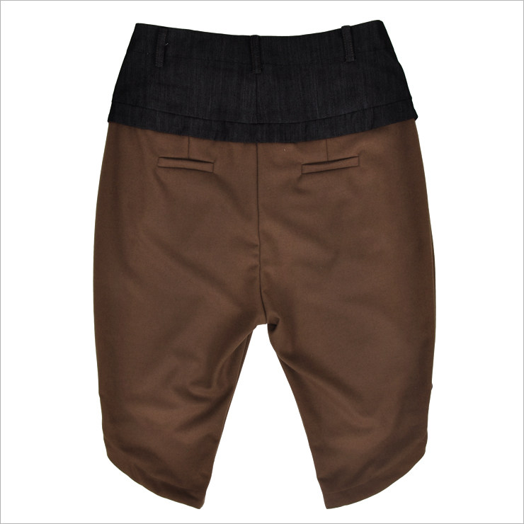 秋季新品 舒适宽松<em>牛仔</em>面料拼接斜<em>裤脚</em>女装短