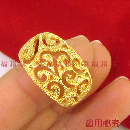 24K镀金高仿真<em>黄金</em>结婚新娘饰品<em>女士款式戒指</em>