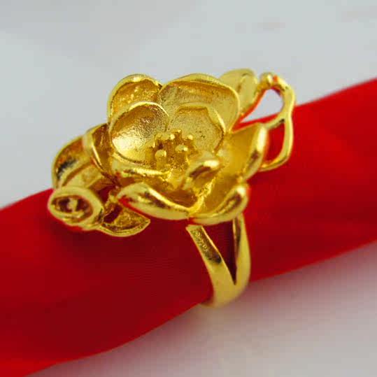 24K镀金高仿真<em>黄金</em>结婚新娘饰品<em>女士款式戒指</em>