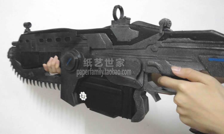 需自己做 7051 战争机器电锯枪1:1可手持重型链锯条机枪3d纸模型