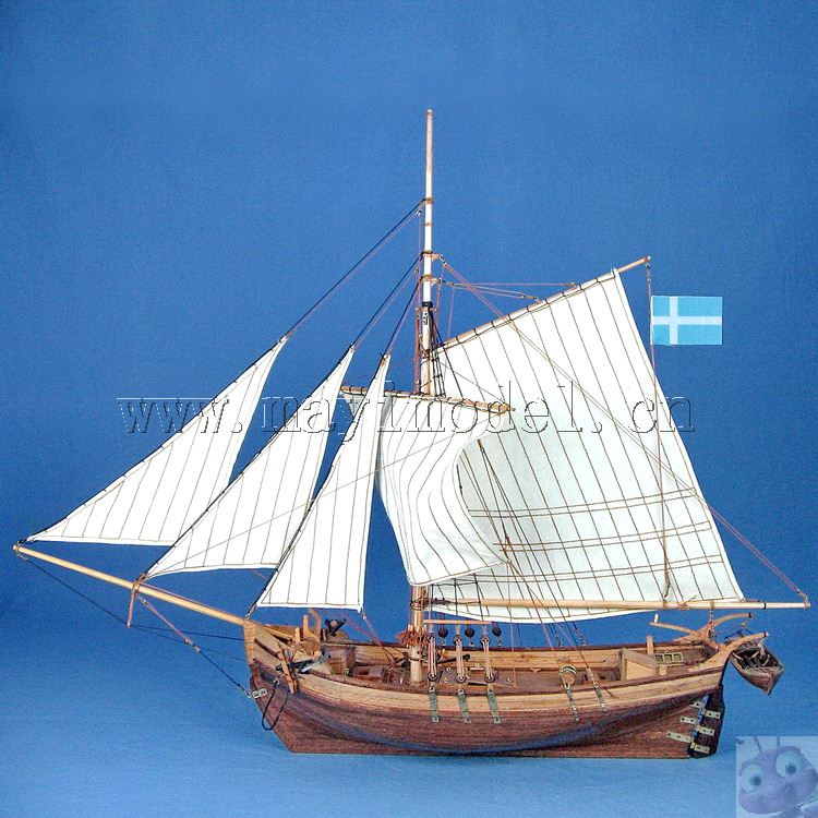 瑞典轻舟swedenyacht150单桅帆船模型木质古典拼装套材