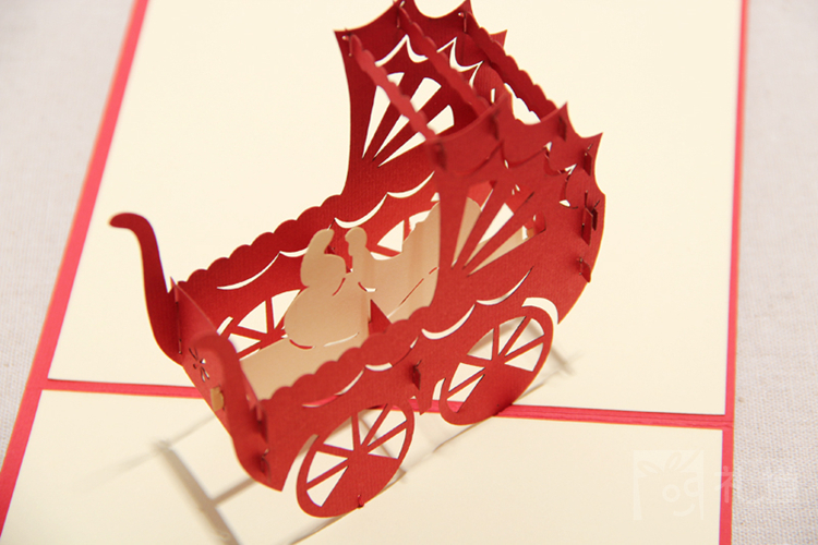 【厂家定做 创意立体婴儿车 手工DIY 满月 礼物