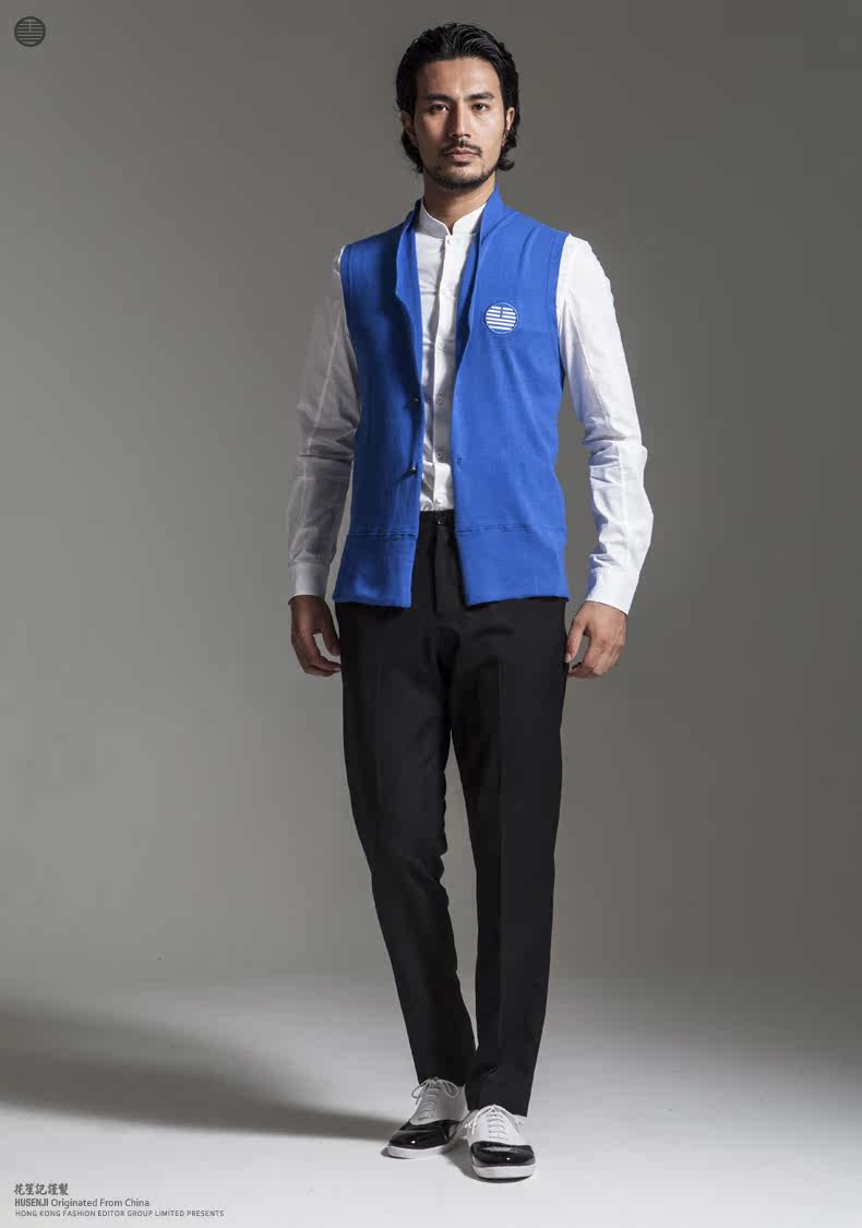 花笙记中国风<em>马甲男</em>中式修身<em>针织</em>背心<em>开衫</em>秋冬