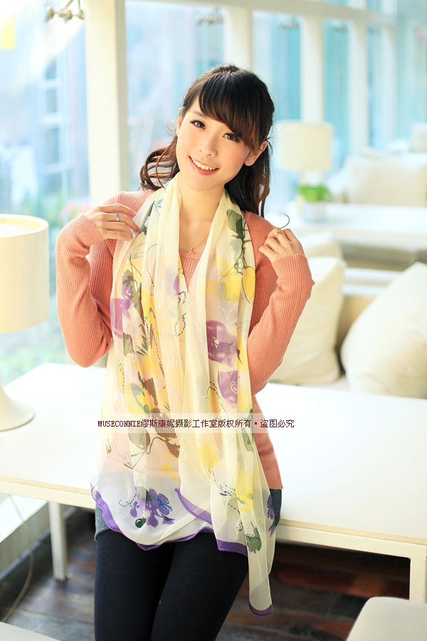 шарф MUSES Connie s00s 2013 Женское Шифон, жоржет Шарф В горошек Весна и осень, Лето, Зима Цветочный принт шарф MUSES Connie s00s 2013 Женское Шифон, жоржет Шарф В горошек Весна и осень, Лето, Зима Цветочный принт
