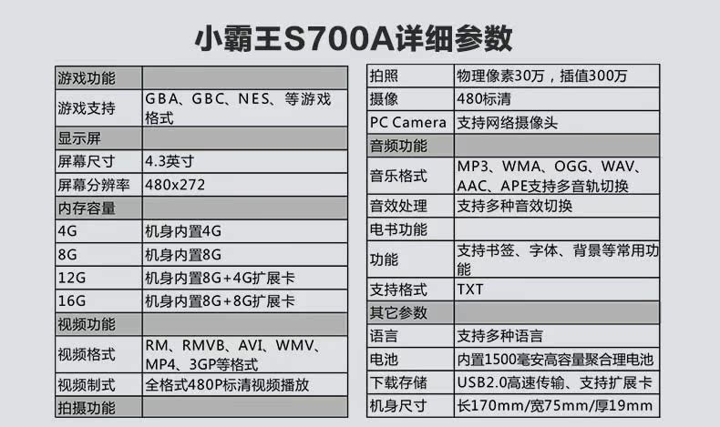 【新品上市 小霸王掌机PSP游戏机S700+ 经典