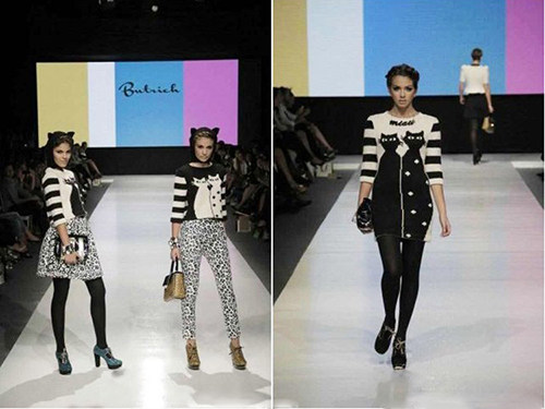 欧美走秀猫咪条纹<em>长款</em>羊毛针织衫<em>毛衣裙</em>连衣裙