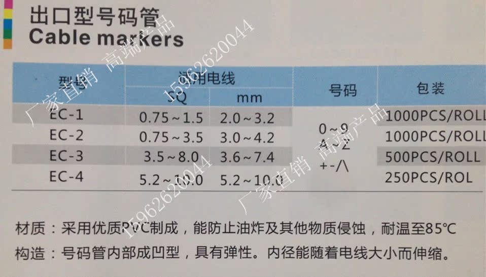 【优质 KSS配线标志 电缆标志 号码管 网线线