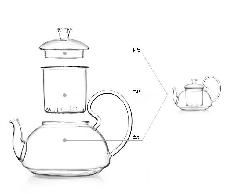 手工耐高温大容量玻璃泡茶壶透明花茶壶可加热带过滤