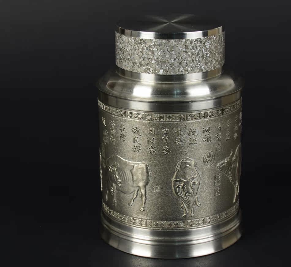 李子森大师专场之五牛图纯锡罐029
